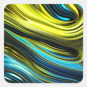 ブルーと金ゴールド抽象芸術シルクとサテン転が スクエアシール (正面)