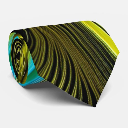 ブルーと金ゴールド抽象芸術シルクとサテン転が ネクタイ (ロール)