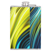 ブルーと金ゴールド抽象芸術シルクとサテン転が フラスク (裏面)