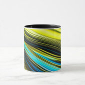 ブルーと金ゴールド抽象芸術シルクとサテン転が マグカップ (中央)