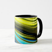 ブルーと金ゴールド抽象芸術シルクとサテン転が マグカップ (正面右)