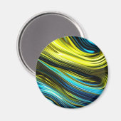 ブルーと金ゴールド抽象芸術シルクとサテン転が マグネット (正面/裏面)