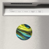 ブルーと金ゴールド抽象芸術シルクとサテン転が マグネット (インサイチュ (食洗機))