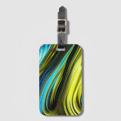 ブルーと金ゴールド抽象芸術シルクとサテン転が ラゲッジタグ (正面縦)