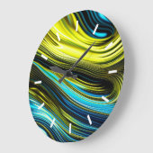 ブルーと金ゴールド抽象芸術シルクとサテン転が ラージ壁時計 (傾斜)