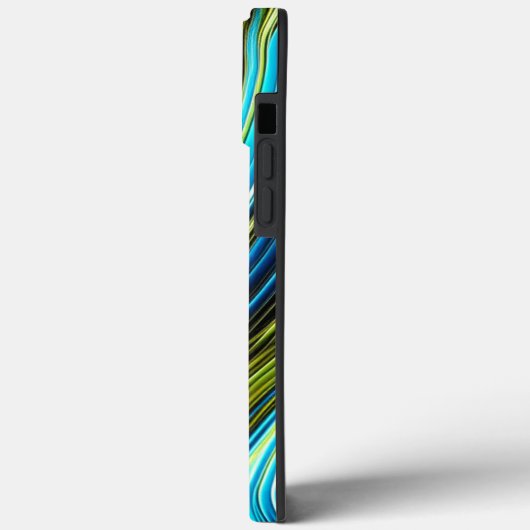 ブルーと金ゴールド抽象芸術シルクとサテン転が Case-Mate iPhoneケース (裏面 / 左)