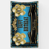 ブルーと金ゴールド抽象芸術ハッピー00誕生日 横断幕 (縦)