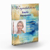 ブルーと金ゴールド抽象芸術革新創造賞 フォトブロック (左)