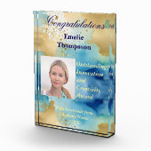 ブルーと金ゴールド抽象芸術革新創造賞 フォトブロック (右)