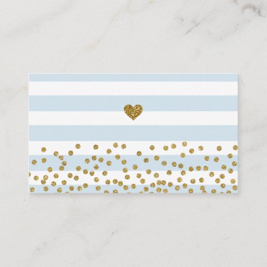 ブルーと金ゴールド男の赤ちゃんおむつラッフルチケットカード エンクロージャーカード (裏面)