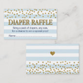 ブルーと金ゴールド男の赤ちゃんおむつラッフルチケットカード エンクロージャーカード (正面/裏面)