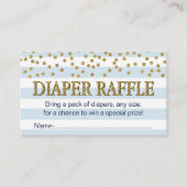 ブルーと金ゴールド男の赤ちゃんおむつラッフルチケットカード エンクロージャーカード (正面)