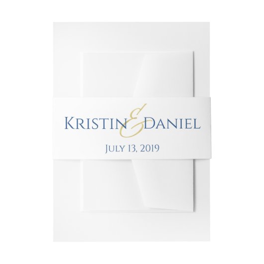 ブルーと金ゴールド結婚式招待状ベリーバンド 招待状ベリーバンド (正面例)