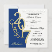 ブルーと金ゴールド2017卒業 招待状 (裏面)