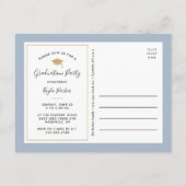 ブルーと金ゴールド3写真卒業パーティー招待状 案内ポストカード (裏面)