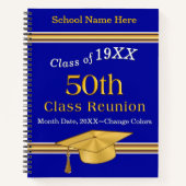 ブルーと金ゴールド、第50期クラス懇親会デラックスノートブック ノートブック (正面)