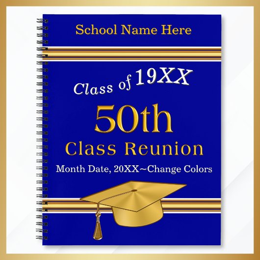 ブルーと金ゴールド、第50期クラス懇親会デラックスノートブック ノートブック