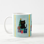ブルーなクリスマスの黒猫コーヒー コーヒーマグカップ (左)