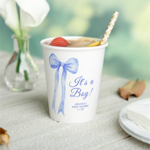 ブルーな弓 It's a Boy ベビーシャワー 紙コップ