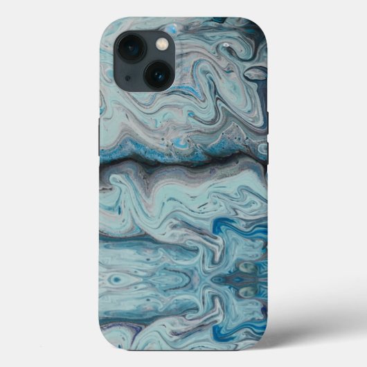 ブルーな抽象的大理石のiPhone 13ケース Case-Mate iPhoneケース (裏面)