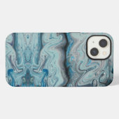 ブルーな抽象的大理石のiPhone 13ケース iPhoneケース (裏面横)