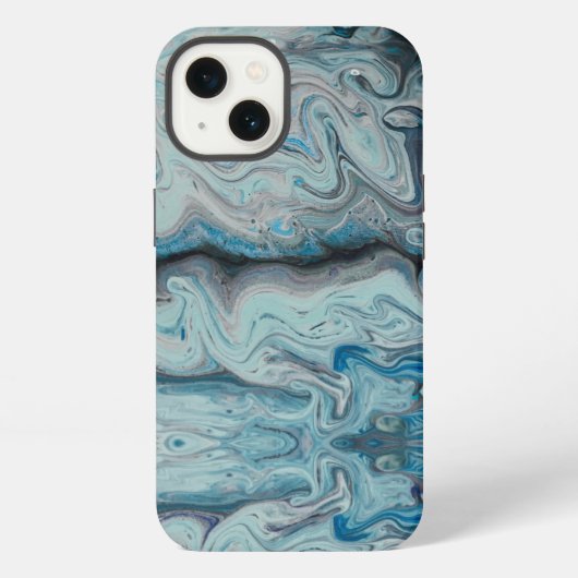 ブルーな抽象的大理石のiPhone 13ケース iPhoneケース (裏面)