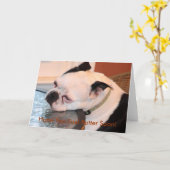 ブルーな気分のとき Boston Terrier カード (黄色い花)