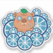 ブルーな禅カピバラのスパ・デイ（包帯付き） シール (正面)