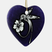 ブルーにトライバルアートバードモチーフ セラミックオーナメント (右)