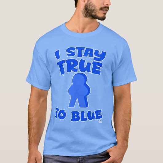 ブルーに忠実なゲームプレイヤーの色 Tシャツ (正面)