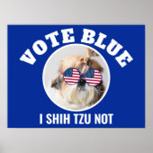 ブルーに投票 民主党 アメリカ国旗 シーツゥー かわいくない犬 ポスター (正面)
