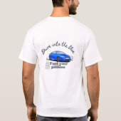 ブルーに突っ走れ - スポーツカーへの情熱デザイン Tシャツ (裏面)