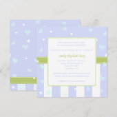 ブルーに美しいリトルハーツベイビーシャワー 招待状 (正面/裏面)