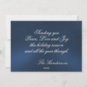 ブルーに銀縁どと雪片を付けた写真 シーズンカード (裏面)