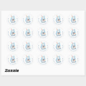 ブルーのうさぎのイースター 水彩画 誕生日 ラウンドシール (シート)