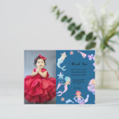 ブルーのお誕生日パーティーの人魚テーマ ポストカード (スタンド正面)