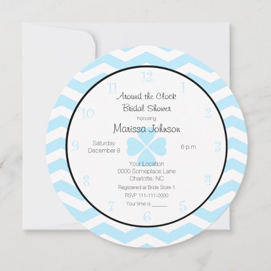 ブルーのまわりにでブライダルシャワーの招待状 招待状 (正面)