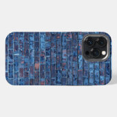 ブルーのむき出しレンガ クール iPhoneケース (裏面横)