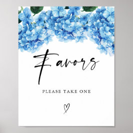 ブルーのアジサイの花のウェディングシャワーのお favors ポスター