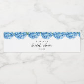 ブルーのアジサイの花のウェディングシャワーのウェルカムサイン ペットボトルラベル (シングルラベル)