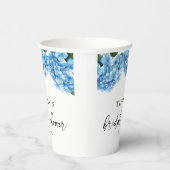 ブルーのアジサイの花のウェディングシャワーのウェルカムサイン 紙コップ (右)