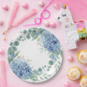 ブルーのアジサイの花のブライズシャワー ペーパープレート (パーティー)