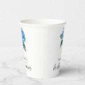 ブルーのアジサイの花のブライダルシャワーのウェルカムサイン 紙コップ (右)