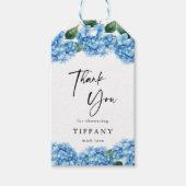 ブルーのアジサイの花の ブライダルシャワー ありがとう ギフトタグ (正面)
