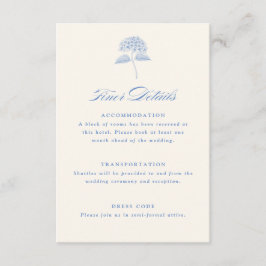 ブルーのアジサイ ヴィンテージ ウェディング ディテールズ エンクロージャーカード