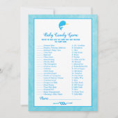 ブルーのイルカの赤ちゃん キャンディー ベイビー シャワー ゲーム 招待状 (正面)