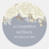 ブルーのウェディングギフトフラワー ラウンドシール (正面)
