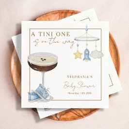 ブルーのエスプレッソマティーニの男の子のベビーシャワー Tini One スタンダードカクテルナプキン