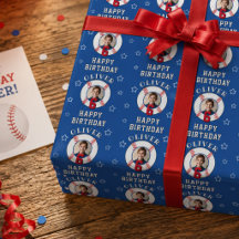 ブルーのオーダーメイド野球ボール 誕生日フォト
