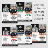 ブルーのカスタムセキュリティーガードサービス会社ロゴ チラシ